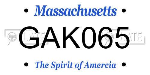GAK065 Massachusetts License Plate