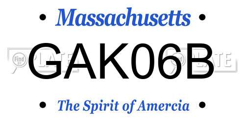 GAK06B Massachusetts License Plate