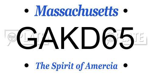 GAKD65 Massachusetts License Plate