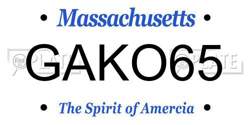 GAKO65 Massachusetts License Plate