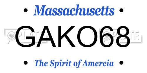 GAKO68 Massachusetts License Plate