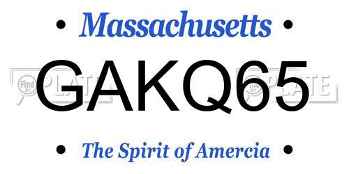 GAKQ65 Massachusetts License Plate