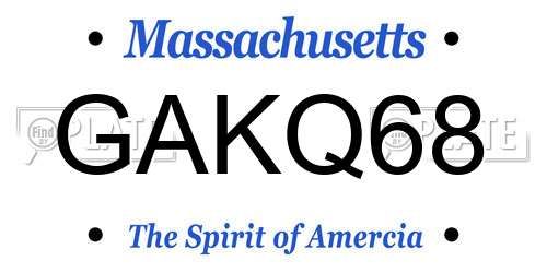 GAKQ68 Massachusetts License Plate