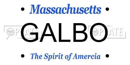 GALBO Massachusetts License Plate