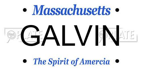 GALVIN Massachusetts License Plate