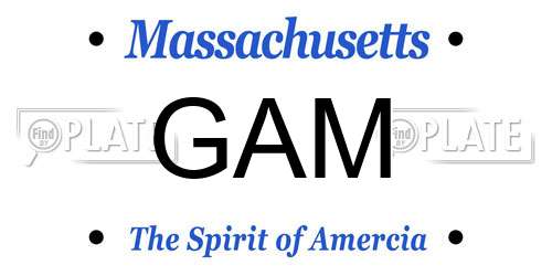 GAM Massachusetts License Plate