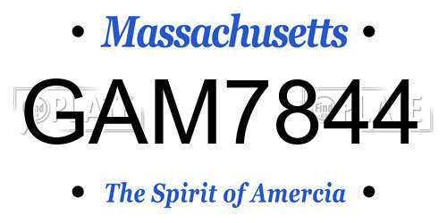 GAM7844 Massachusetts License Plate