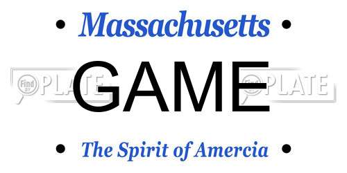 GAME Massachusetts License Plate
