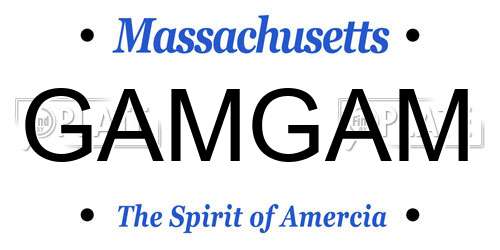 GAMGAM Massachusetts License Plate