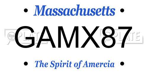 GAMX87 Massachusetts License Plate