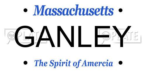 GANLEY Massachusetts License Plate