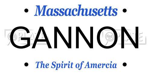 GANNON Massachusetts License Plate