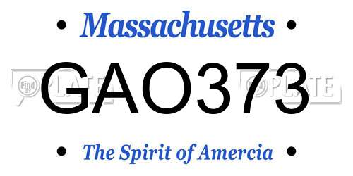 GAO373 Massachusetts License Plate
