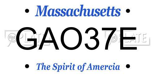 GAO37E Massachusetts License Plate