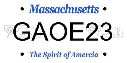 GAOE23 Massachusetts License Plate