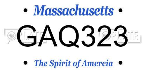 GAQ323 Massachusetts License Plate
