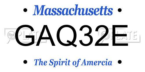 GAQ32E Massachusetts License Plate