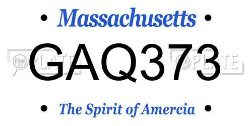 GAQ373 Massachusetts License Plate