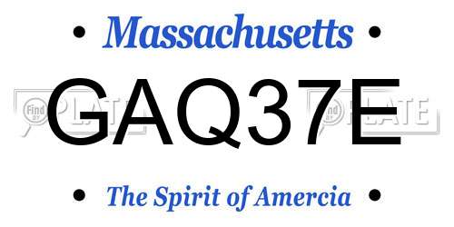 GAQ37E Massachusetts License Plate