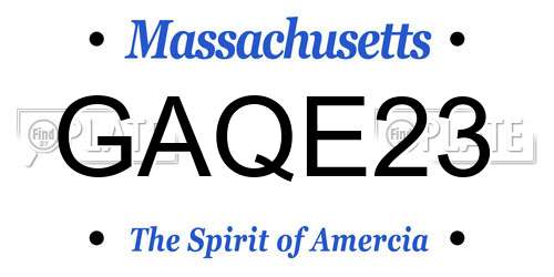GAQE23 Massachusetts License Plate