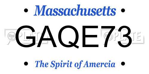 GAQE73 Massachusetts License Plate