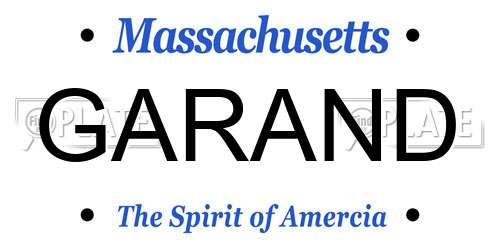 GARAND Massachusetts License Plate