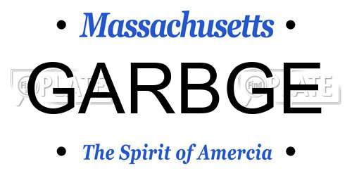 GARBGE Massachusetts License Plate