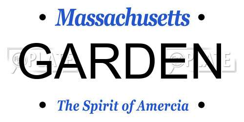 GARDEN Massachusetts License Plate
