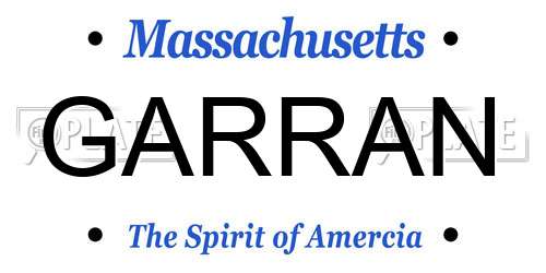 GARRAN Massachusetts License Plate