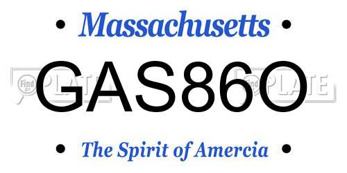 GAS86O Massachusetts License Plate