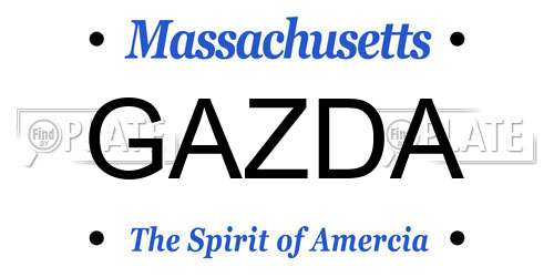 GAZDA Massachusetts License Plate