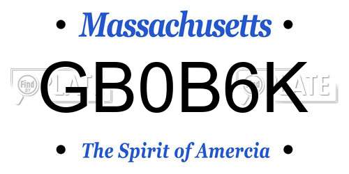 GB0B6K Massachusetts License Plate