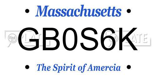 GB0S6K Massachusetts License Plate