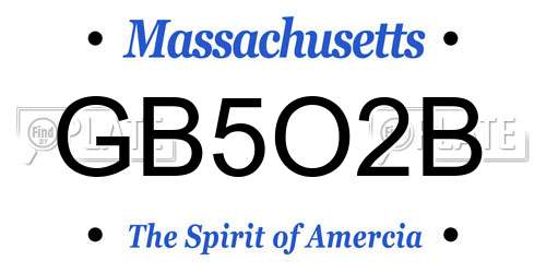 GB5O2B Massachusetts License Plate