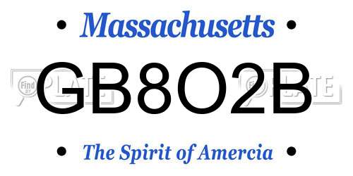 GB8O2B Massachusetts License Plate
