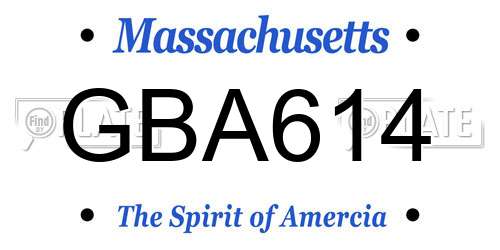 GBA614 Massachusetts License Plate