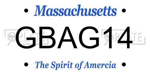 GBAG14 Massachusetts License Plate