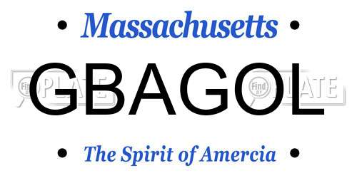 GBAGOL Massachusetts License Plate