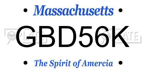 GBD56K Massachusetts License Plate