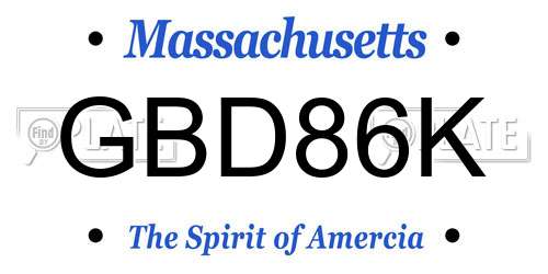 GBD86K Massachusetts License Plate