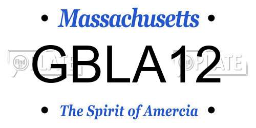GBLA12 Massachusetts License Plate