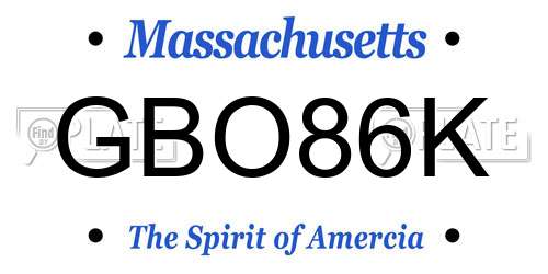 GBO86K Massachusetts License Plate