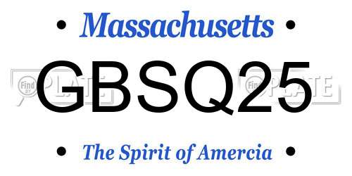 GBSQ25 Massachusetts License Plate
