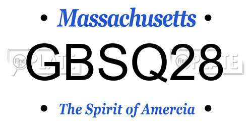 GBSQ28 Massachusetts License Plate