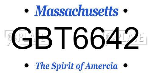 GBT6642 Massachusetts License Plate
