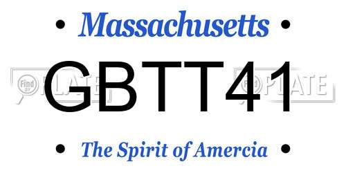 GBTT41 Massachusetts License Plate