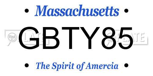 GBTY85 Massachusetts License Plate