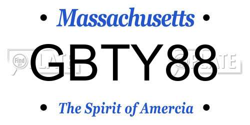 GBTY88 Massachusetts License Plate