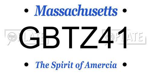 GBTZ41 Massachusetts License Plate