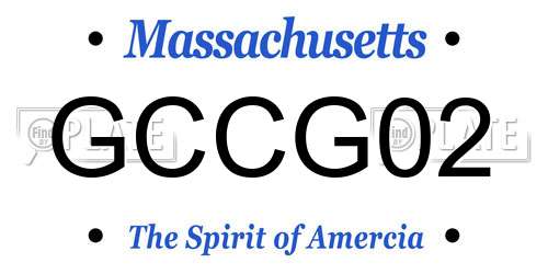 GCCG02 Massachusetts License Plate